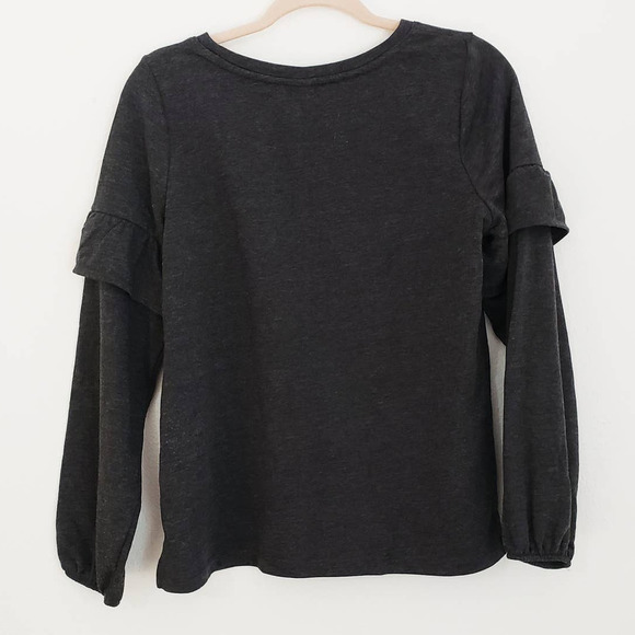 Old Navy Gray Ruffle Detail Long Sleeve Top - Picture 2 of 6